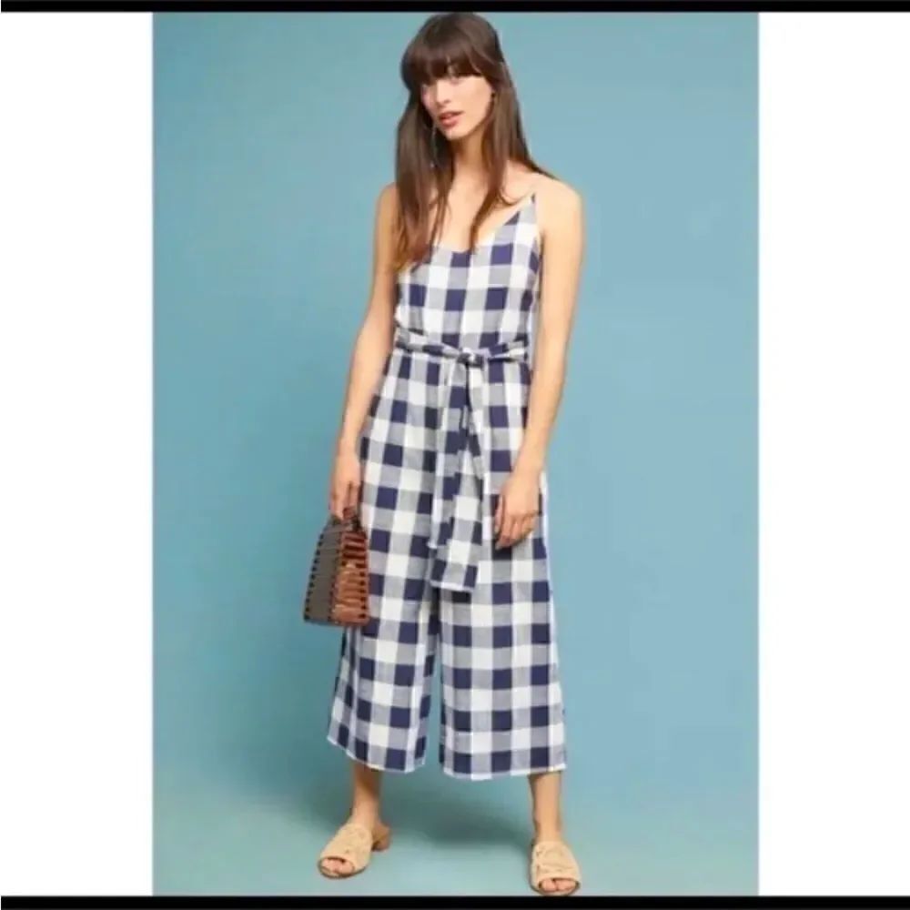 If By Sea blue plaid jumpsuit
